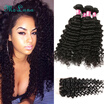 Ms Luna Hair Malaysian Deep Wave With Closure 4 Bundles Virgin 8A Curly Human ms luna hair kopen in de aanbieding