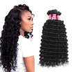 Fine Plus Brazilian Deep Wave Hair 3 Bundles 7A 100 Unprocessed Virgin Human Weave Black Color 300G In Total fine plus kopen in de aanbieding