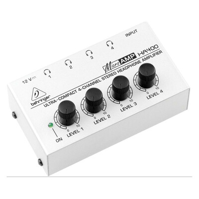 

Усилитель наушников Behringer HA400 (Ультра-шумовой операционный усилитель с 4 наушниками для управления громкостью индивидуальной записи / записи)