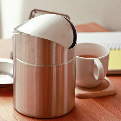 

Европа Юн Чул флип Корзина из нержавеющей стали мусорный бак крышка трясти Desktop 2 л