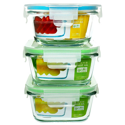 

[Супермаркет] Jingdong Beit Осина (BestHA) термостойкие стекло отчетливых из трех частей (400 мл + 450 мл * 2) применяется микроволновые печи коробки холодильника RL3-02