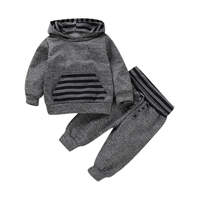 

Baby Boys Clothes Autumn Outfits Long Sleeve Striped Hoodie Sweatshirt With PocketTrousers Casual Clothing Sets