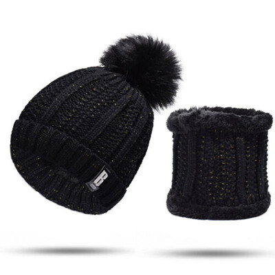 

Women Winter Scarf And Hat Set Knitted Warm Beanie Skullcaps Knit Neck Warmer