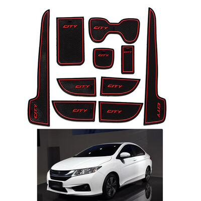 

10PCSSet Replacement for Honda City 2009-2014 Car Door Groove Mats Non-slip Rubber Cup Holder Sticker Gate Slot Pad