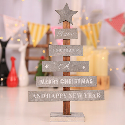 

New Hot Mini Wooden Merry Christmas Tree Table Decor Pendants Christmas Tree Ornaments Christmas Decoration Year Home Decor Gifts