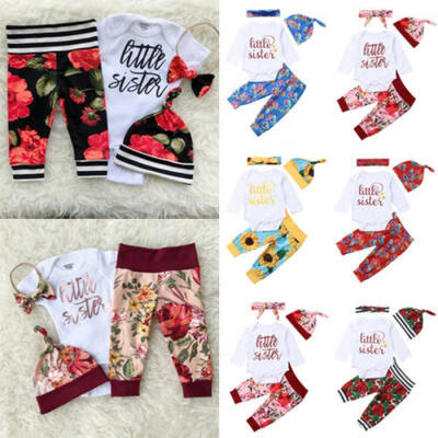 

Newborn Infant Baby Girls Romper Jumpsuit Bodysuit Headband Clothes Outfits 4PCS