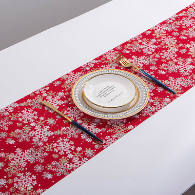 

Tailored Merry Christmas Red Snowflake Snowman Long Table Runner Cloth 270CM Home Decor