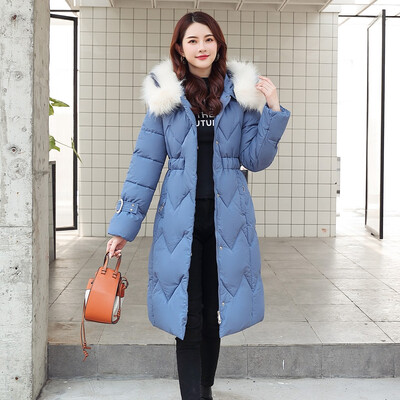 

Tailored Women Fashion Outerwear Long Cotton-padded Jackets Pocket Faux Fur Hooded Coats