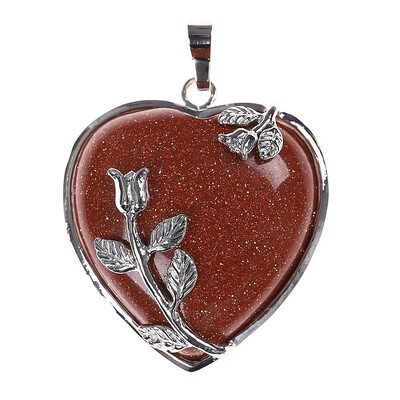 

Heart Flower Natural Quartz Crystal Gem Pendant Chain Women Magic Vogue