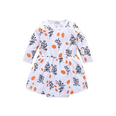 

Baby Girls Rompers Skirt 2018 New Autumn Long Sleeve Cotton White Flower Rompers Skirt Kids Clothes Baby Clothing 0-2Y