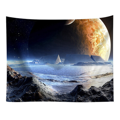

New Design Hanging Wall Tapestry Hanging Planet with Earth Moon&Mountains Polyester Fabric Wall Decor