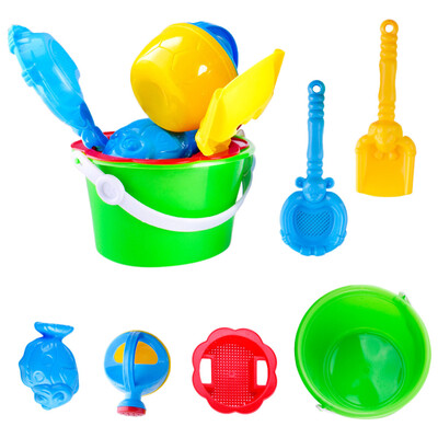 

YIWULA 6Pcs Sand Kids Beach Toys Castle Bucket Spade Shovel Rake Water Tools For Kids