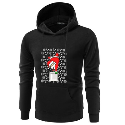

Christmas Funny Santa Snowflake Print Hoodie Long Sleeve Sweatshirt Loose