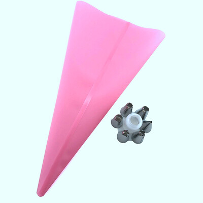 

Stainless steel Icing Piping Cream Pastry Bag 6 Nozzle Set Cake Decorating Tools