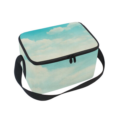 

ALAZA Insulated Lunch Box Blue Sky Lunch Bag for Men Women Portable Tote Bag Cooler Bag