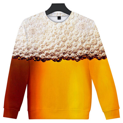 

Toponeto Mens Casual Long Sleeve Beer Festival New Style 3D Printing O Neck Shirt