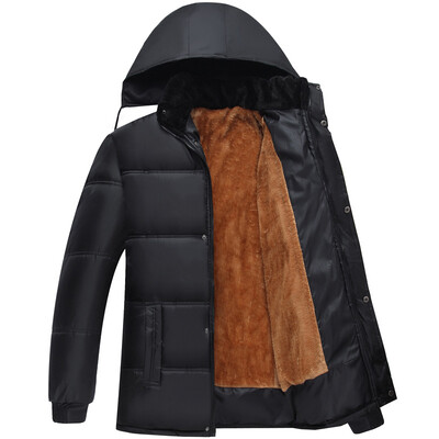 

Men Warm Hooded Parka Winter Thicken Fleece Coat Outwear Jacket Overcoat Tops