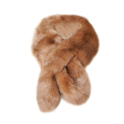 

Autumn Winter Simple Scarf Faux Fox Fur Pure Color Wild Solid Color Ladies Warm Cross Scarf 3 Colors Choice
