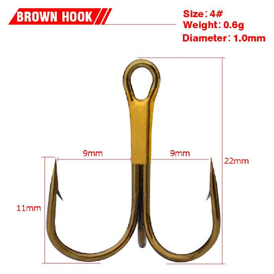 

50PCS Fishing Treble Hooks 246810 Barbed Treble Hooks Fishhooks