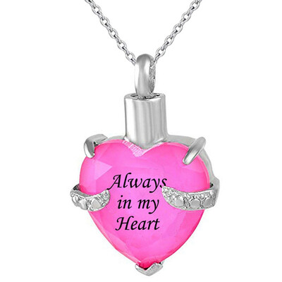

Always in my heart Necklace for Ashes Love Heart Cremation Memorial Keepsake Pendant Necklace Jewelry 12 Month