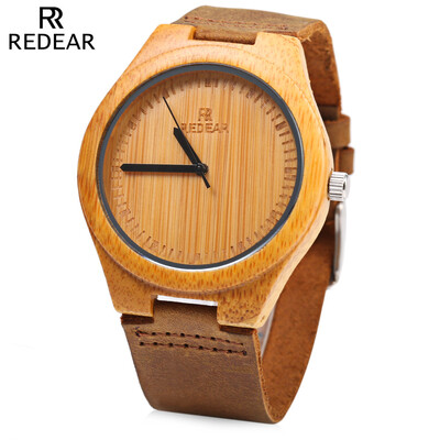 

REDEAR SJ 1448 - 3 Quartz Men Watch Wooden Dial Leather Band Wristwatch