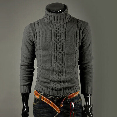 

Mens Winter Warm Knitted Turtle Neck Pullover Jumper Tops Slim Fit Sweater 2019