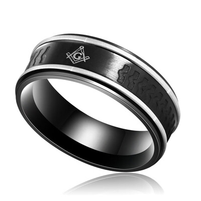 

Black Men Masonic Rings 8mm Surgical Steel Male Ring Best Friend Jewelry Size 7 8 9 10 11 12