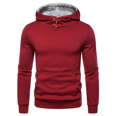 

Toponeto Men Autum Winter Long Sleeve Hooded Sweatshirt Solid Color Outwear Tops Blouse