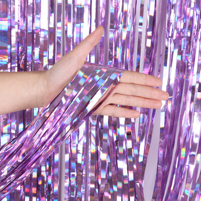 

Gobestart Foil Curtains Chrome Metal Shimmer Curtain for Birthday Wedding Party1x4m