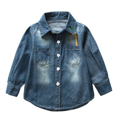 

Denim Shirt Girls Boys Children Spring New Character Deer Cotton Shirts Todder Boys Fashion Shirt Sleeved Outwear