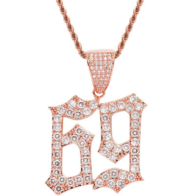 

Cool Hip Hop Jewelry Micro-inlaid Zircon Number 69 Pendant Necklace Punk