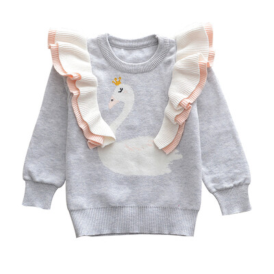 

Baby Girl Little Swan Sweater Autumn Winter Toddler Warm Long Sleeve Sweaters Tops Blouse Children Clothes
