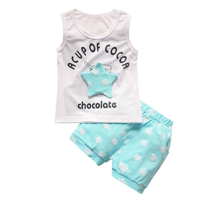 

2pcs Kids Baby Girls Summer Outfits Boys Tops Star Print Shorts Pants Clothes Sets Children Kid Cute Clothing