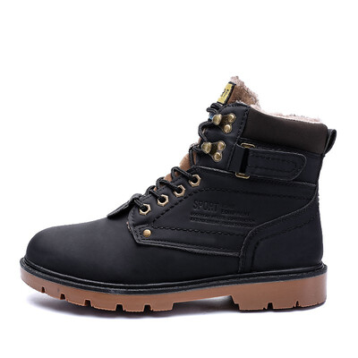 

2018 Winter Fur Warm Male Boots For Men Casual Shoes Work Adult Quality Walking Rubber Brand Safety Footwear Sneakers