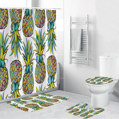 

〖Follure〗4PCS Non Slip Toilet Polyester Cover Mat Set Bathroom Shower Curtain