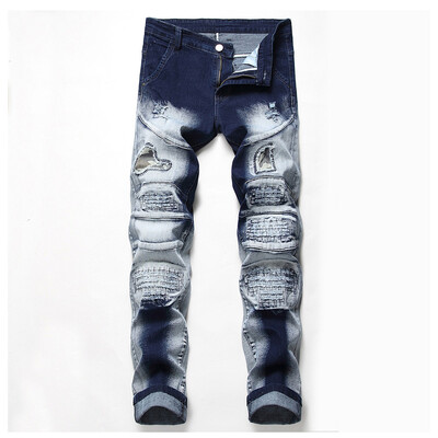 

Gobestart Fashion Mens Casual Personality Printing Slim Fit Denim Jeans Pants