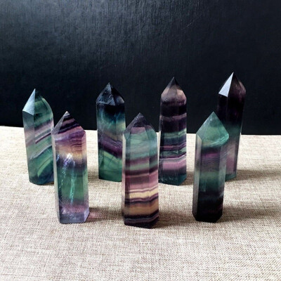 

Organic Gemstone Hexagonal Crystal Column Colorful Fluorite Mini Pillar Home Decorations Decorative Figurines Ornaments