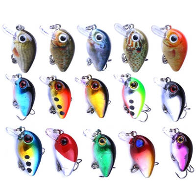 

27CM15G 15Pcs Wobbler Fishing Lure 3D Eyes Colorful Artificial Hook Fishing Bait Popper Crankbait Sinking Lure