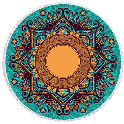 

European Style Retro Round Printed Beach Towel Microfiber Quick-dry Pool Cushion Portable Travel Towel Daily Supplies