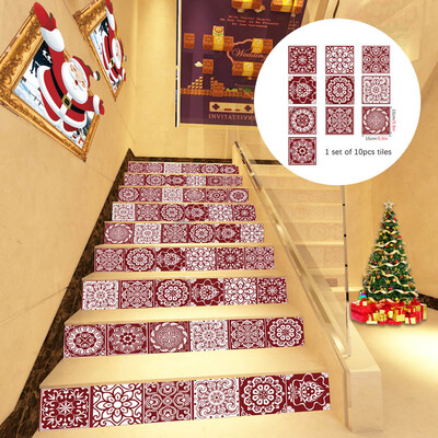 

Toponeto Christmas 3D Simulation stair stickers Waterproof Wall Stickers DIY Home Decor