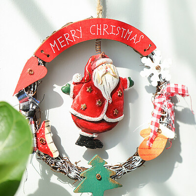 

Gobestart Christmas Wreath Decoration Pendant Wooden Angel Old Snowman Ornament