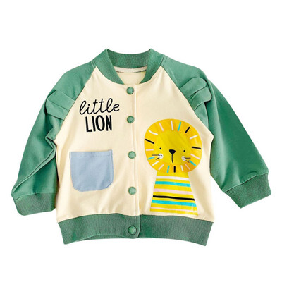 

Autumn Baby Girls Cute Cartoon Print Comfort Slim Cotton Jacket Warm Coat Zipper Round Collar Tops Spring