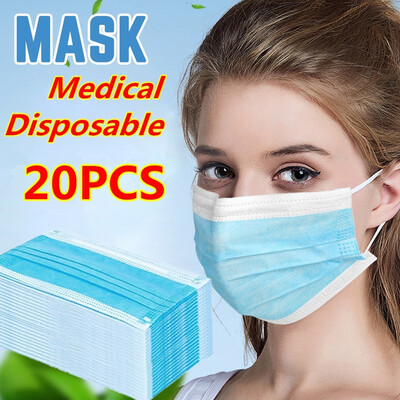 

20PCS Adults Disposable Medical Masks Dust Masks Flu Masks with Elastic Ear Rings