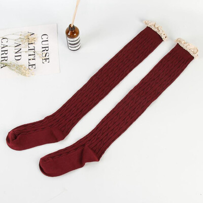 

Fashion Women Sexy Warm Cotton Thigh High Stockings Knit Over Knee Lace Girls Long Socks