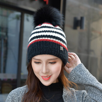 

Gobestart Fashion Women Keep Warm Winter Casual Knitted Hat Wool Hemming Hat Ski Hat