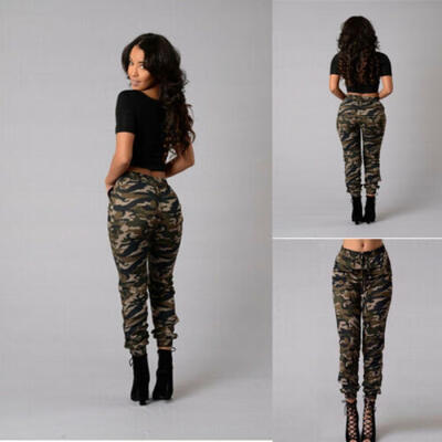 

USA Womens Casual Cargo Pants Military Combat Leggings Jogging Pencil Trousers