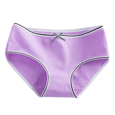 

2019 Womens Briefs Comfortable Cotton Mid-waist Lingerie Lace Japanese Girl Candy Color Underwear