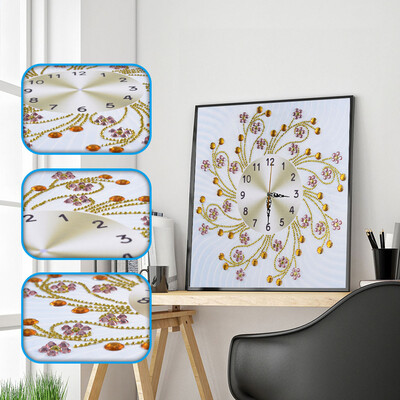 

Gobestart 5D Special Diamond-Shaped Embroidery Wall Clock DIY Painting Diamond Cross Stitc