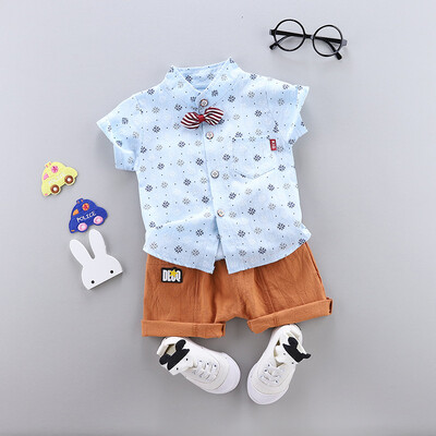 

2019 Summer Toddler Boy Clothes Set Casual Short Sleeve Print Shirt TopsShorts Fashion Clothing Set