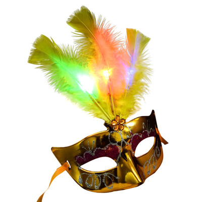 

Siaonvr Women Venetian LED Mask Masquerade Fancy Dress Party Princess Feather Masks